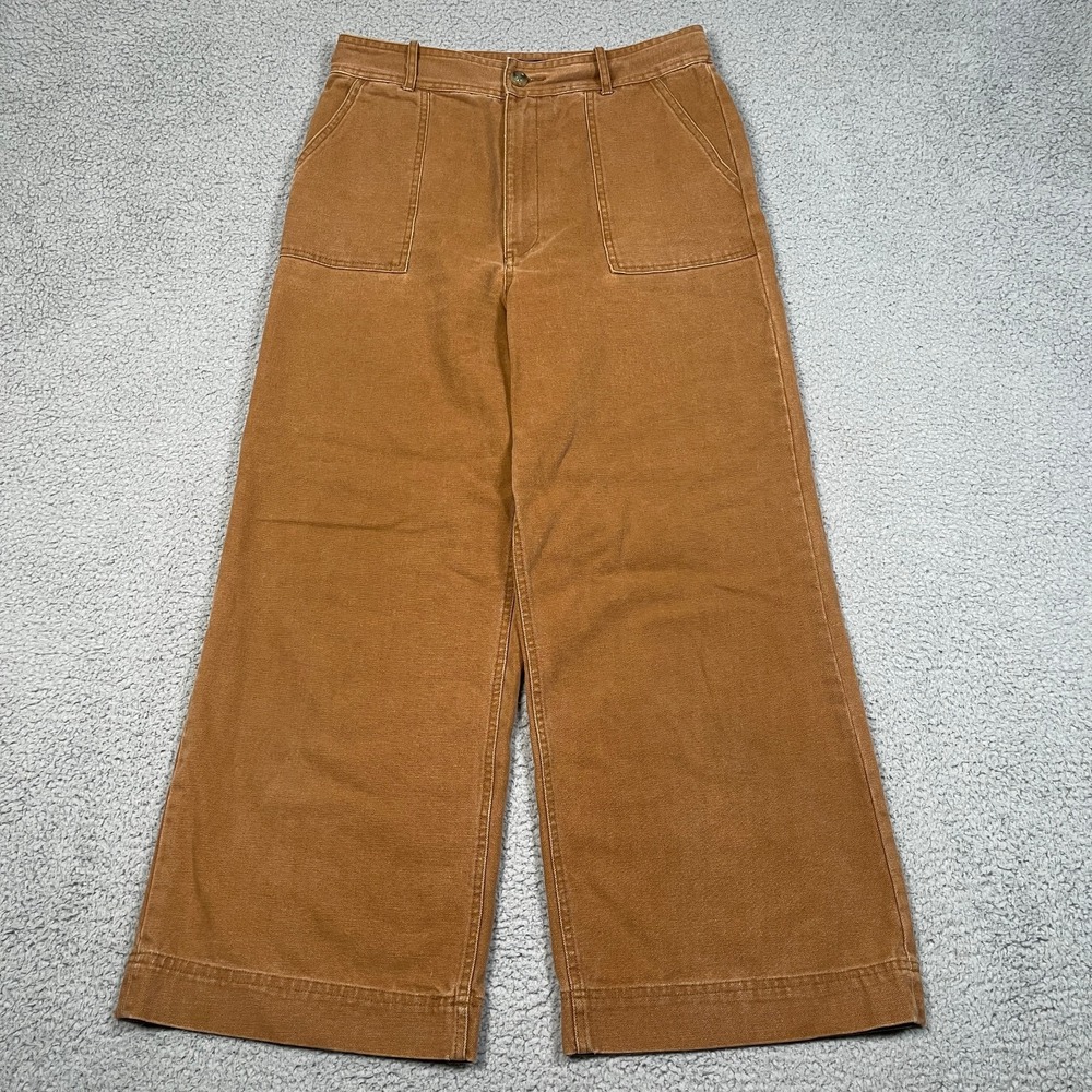 Frye Nadia Pants Womens 29 Brown Wide Leg Workwear Duck Cloth Canvas High Waist